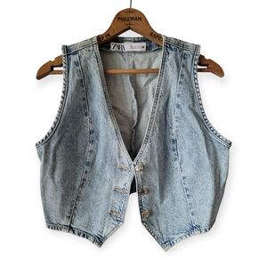 Zara Tik Tok Favorite Light Blue Denim Vest Medium